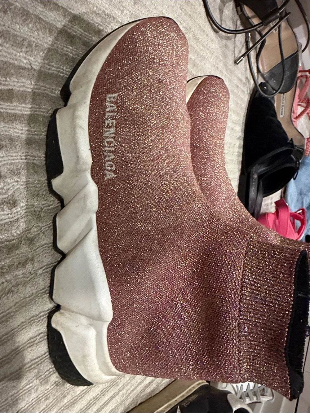 Balenciaga Metallic Pink Knit Sneaker